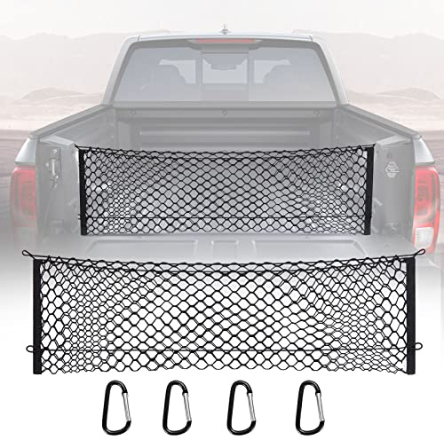 Truck Bed Cargo Net, Elastic Mesh Net Organizer Truck Bed Storage Net Organizer Envelope for Chevy Silverado & Ford F150/F250 Luggage Back Cargo (47x15.2 Inch)