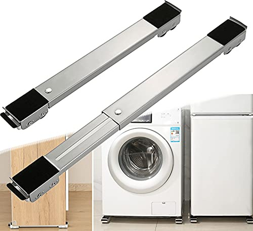 Kit de Deplace Meuble Lourd sans Effort, Lot de 2 Patins de Déplacement pour Meubles Lourds avec 24 Roues et Serrure Fixe, Support de Machine à Laver, Réglable, Max. 300kg (Color : Silver)