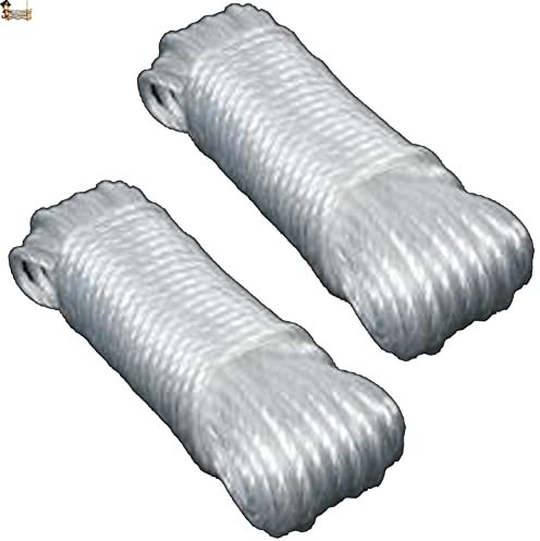 BricoLoco.com 2x20 MTS. Cuerda tendedero Forrada. para Tender Ropa en el Exterior o Interior. Tendedero de poleas, persiana, toldos. Polietileno Revestido. Ø 5 mm. (20, Blanco)