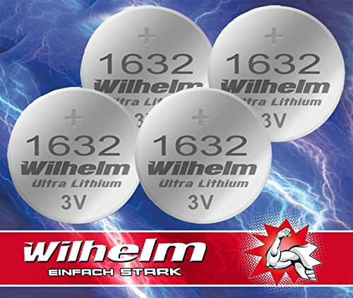 4 x CR1632 CR 1632 WILHELM Lithium Knopfzelle 3V 140 mAh ø16 x 3,2 mm Batterie DL1632