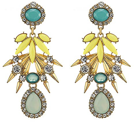 Bohémien Statement Boucles d'oreilles Coloré Pierres Strass Cluster Chandelier Lustre Fleur Pétale Gland Long Pendants