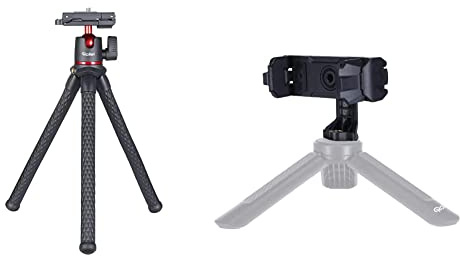 Rollei Monkey Pod 2, Flexibles Mini-Stativ mit Smartphone-Halterung & Rollei Smartphone-Halterung II, professionelle Handy-Halterung zur Montage auf einem Stativ im Hoch- und Querformat