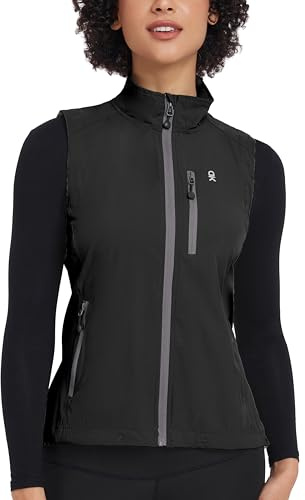 Little Donkey Andy Women's Lightweight Quick Dry Vest Summer Windproof Sleeveless Elastic Jacket for Golfing Cycling Running Black M