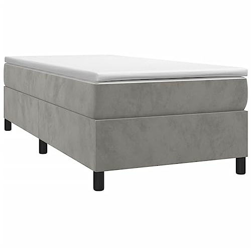 vidaXL Sängram, stoppsäng för sovrum, sängram med ribbotten, stödben, sovrumssäng enkelsäng, ljusgrå, 80 x 200 cm sammet
