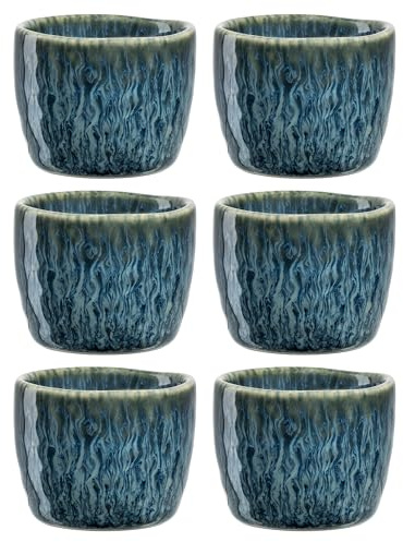 Laonardo Matera Eierbecher Set 6-teilig - Eier Becher aus Keramik - Durchmesser 5,2 cm, Höhe 4 cm - Einfach zu reinigen, spülmaschinenfest - 6er Set in blau, 023046