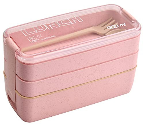 Daelesr Bento Lunch Box, Pranzo Porta, Scatola per Alimenti Ermetico, Portavivande, Contenitori per Pasti Preparazione, Scomparti per Bambini Portapranzo, Picnic Scuola Uffici Adulto Bambini (Rosa)