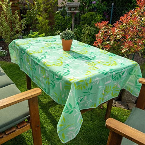 laro Gartentischdecke Wetterfest rutschfest Eckig, Muster:Blätter Grün, Größe:130x160 Premium
