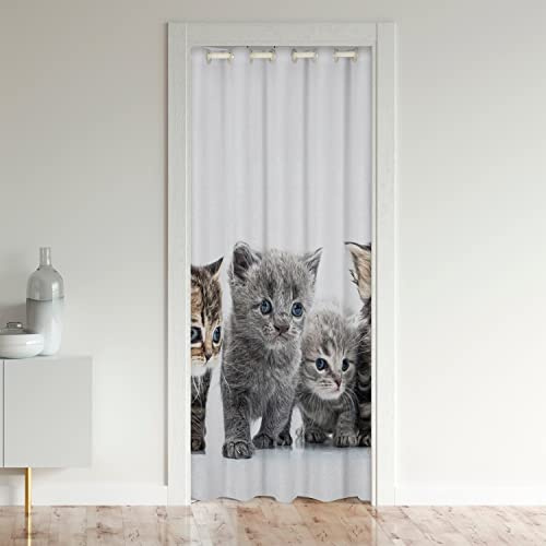 Türvorhang mit Katze, 86 x 203 cm, bedruckt, für den Außenbereich, Eingangsbereich, Zuhause, niedliches Kätzchen, Grau, Katze, Geschenke für Liebhaber, 30 % – 50 % Schlafzimmer, Vorhang, blickdicht,