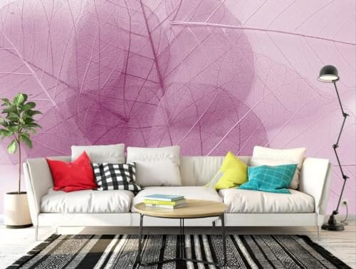 Fototapete Blumen 3D Tapeten 3D Effekt Wohnzimmer Schlafzimmer Vliestapete Einfache Ästhetische Transparente Rosa Blätter Natur Grau Graffiti Steinoptik Kinder Tapeten
