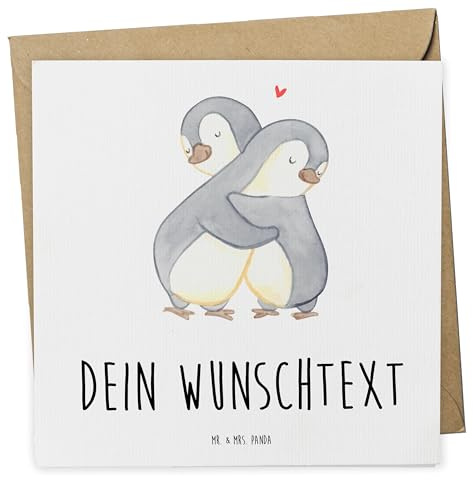 Mr. & Mrs. Panda grußkarte personalisiert Pinguine Kuscheln - Personalisierte Geschenke, Jahrestag, Geschenk für Frauen, Karten, Valentinstag, Hochzeitstag, Grußkarten, Freundin, Postkarte, karte