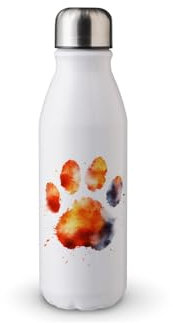 MAXIKIWI - Single Wall Water Drinking Bottle with Screw Cap, Non Insulated Lightweight Aluminium, BPA Free, Leak-Proof - Colorful Paw Print - 500ml