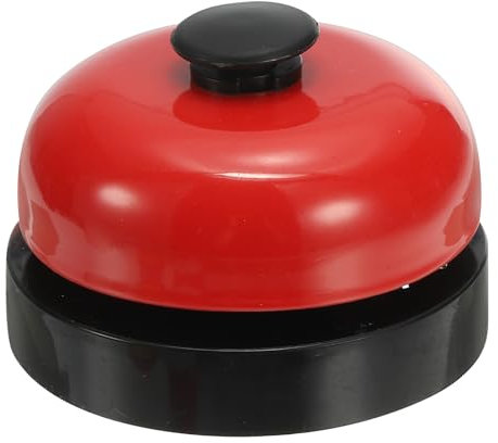 PATIKIL Desk Call Bell 2.5 Diameter, Dinner Desk Front Bell for Service with Metal Anti-Rust Construction for Hotel Restaurant Reception Areas Office Warehouse, Black/Red