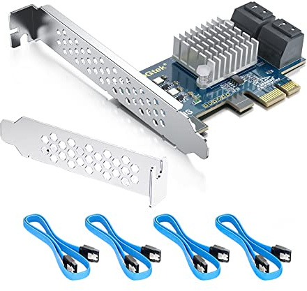 H!Fiber.com HiFiber 4 ports PCIe SATA 3.0 Erweiterungskarte, unterstützt das Booten von Betriebssystemen, inklusive 4 Stück SATA Kabel, kompatibel mit Windows, Linux, Mac OS, NAS