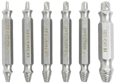 6 Stück Schraubenausdreher Set,Beschädigte Schraube Entferner Extraktor von Beschädigten Schrauben, Hochwertiger HSS 4341 Stahl Inklusive Kunststoffkoffer