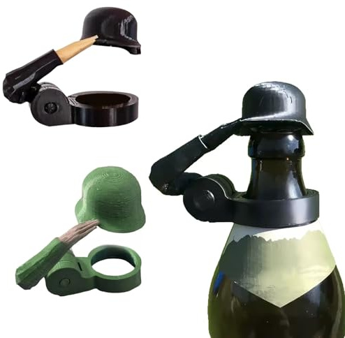 ASIAD Salute Soldaten Bierhelm, Soldat Salut Bierflaschen Helm, Bierflaschenverschluss Soldaten Helm, Wiederverwendbarer Dekorativ Staubdicht Flaschenverschluss Bierflaschen (3pcs),Schwarz