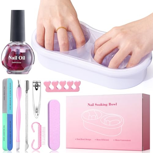 Yokilly Nagellackentferner Einweichschale Schüssel für Beide Hände,2-Layer