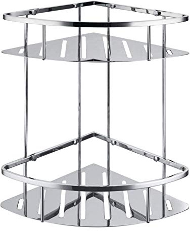 GUANKAOBING Toilet Washstand Bathroom Corner Stand 304 Stainless Steel Triangle Double Shower Caddy Brushed Nickel Double Corner Basket Storage Storage