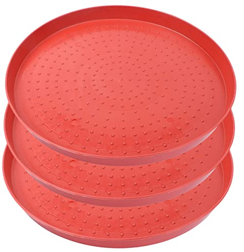ibasenice Mangiatoia Per Pollame e Pulcini in Plastica Ispessita, Piatti Per Foraggi Da 35 Cm Fondo Antiscivolo, Set Da 3 Pezzi Per Alimentazione Di Quaglie, Piccioni e Oche in Allevamenti Domestici