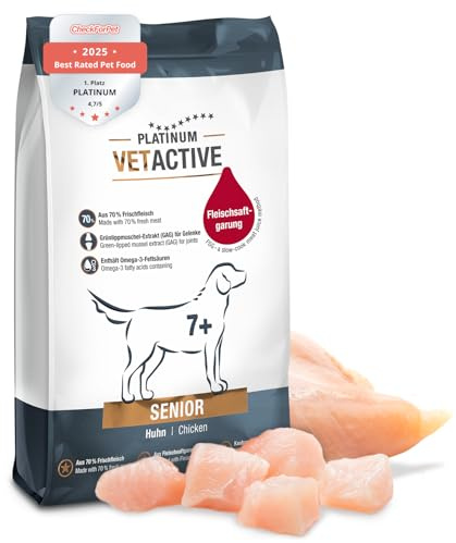 PLATINUM - Alimento para perros VETACTIVE Senior de carne para jugo de carne - 5 kg de comida seca para perros rica en nutrientes como Barf - especialmente sabroso alimento seco para perros - reduce