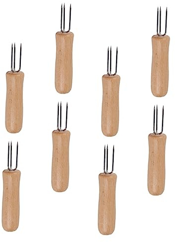 ifundom 8stücke Teiliges Grillbesteck Mit Holzgriff Multifunktionale Bbq-gabeln Für Fleisch Obst Und Maiskolben Handliche Und Sichere Corn Forks Für Outdoor-grill Und Picknick