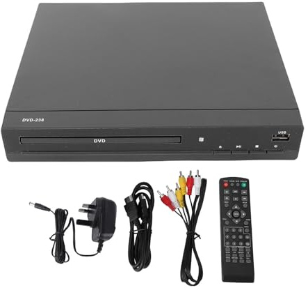 Fockety DVD Player, 1080P Upscaling HD Multimedia Interface USB Port Compact DVD Player with Remote Control, Portable All Region SVCD VCD CD for TV Projector (UK Plug)