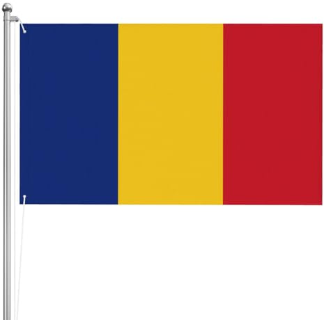 Bandera de Rumania de doble cara de 3 x 5 pies. Bandera pesada de triple capa de doble cara para exteriores, 3 x 5 pies, pancarta de jardín de poliéster.