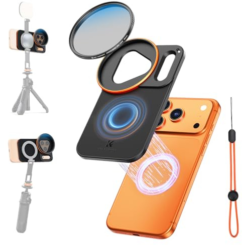 K&F CONCEPT Adaptateur de Filtre à Lentille Magnétique Double Face avec Filtre CPL 58mm, Compatible avec iPhone 17 Pro et Filtres à Filetage 58mm, Filtre Polarisant pour Lentille de Téléphone
