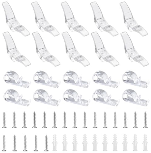 Alriedy 20PCS Roman Blind Safety Clips Set, Includes 10 Single Hole Cord Cleats and 10 Transparent P Clips with Screws, Child Safety Device for Window Blinds Roller Shades Pull Ropes Cord Wraps