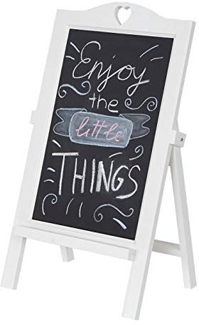 Mendler Werbetafel HWC-E51, Aufsteller Kreidetafel Kundenstopper Dekotafel, 66x39x33cm - weiß lackiert