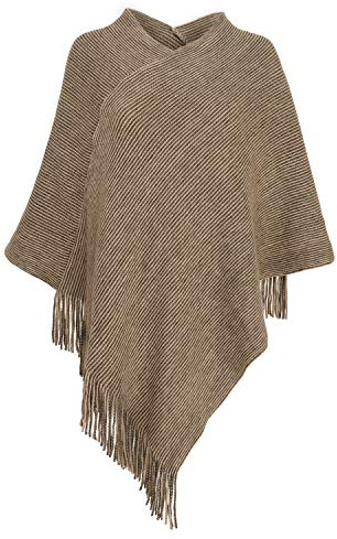 Fomolom Womens Poncho Sweater V Neck Knitted Pullover Shawls Wraps Capes with Fringes Gifts for Women Mom