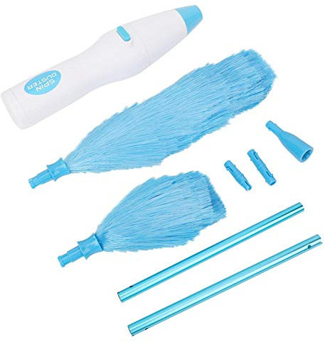 Elektrischer Staubwedel, 180° biegbar, für Fenster und Jalousien, Möbel, Blau und Weiß