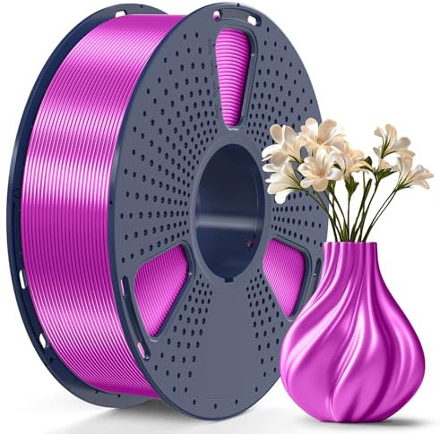 SUNLU PLA Plus Shiny Silk 3D Drucker Filament 1.75mm, Silk PLA+ 3D Druck Filament mit Seidenglattes Finish, Gute Farbwiedergabe, Maßgenauigkeit +/- 0,02mm, 1kg(2.2lb) Spule, PLA+ Silk Lila