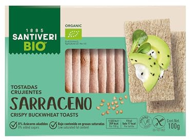 SANTIVERI - Tostadas Trigo Sarraceno Bio Sin Gluten - Veganas - 100 g