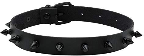 JJDreams gotico nero girocollo in pelle PU rivetto grasso collana punk gioielli collare per le donne