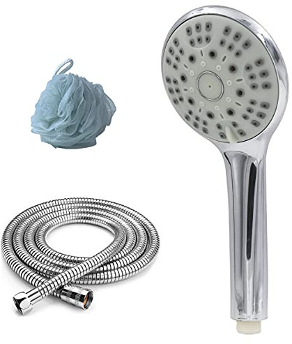 MILIWAN Soffione Kit Include Telefono con 5 Modalità, Tubo in Acciaio Inox e Spugna da Doccia, ad Alta Pressione