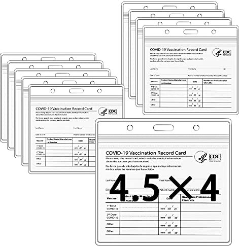 CDC Impfkartenschutz, 11,4 x 10,2 cm, Impfpass-Halter für Impfkarten, Ausweis, Namensschild, transparente Vinyl-Kunststoffhülle mit wasserdichtem wiederverschließbarem Reißverschluss (10 Stück)