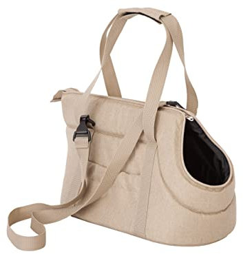 Hundetasche, Transportbox, Katzentasche, mit verstellbarem Schultergurt, mit Seitentaschen, Hände frei Reisetasche, Beige, 3: 30 x 50 x 32 cm