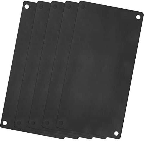 sourcing map 5 Stück Leere Metall Karten 80x50x0.4mm, Schwarz Metallkarte Edelstahl Platte mit 4 Loch, DIY Rohlinge Tag für Klingelschild Visitenkarten Namensschilder Briefkasten Türschilder
