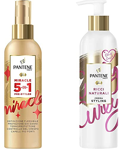 Pantene Pro-V Miracle 5-In-1 Pre-Styler, Spray per Capelli senza Risciacquo, Termoprotettore & Pro-V Crema Styling+ Ricci Naturali, Nutriente