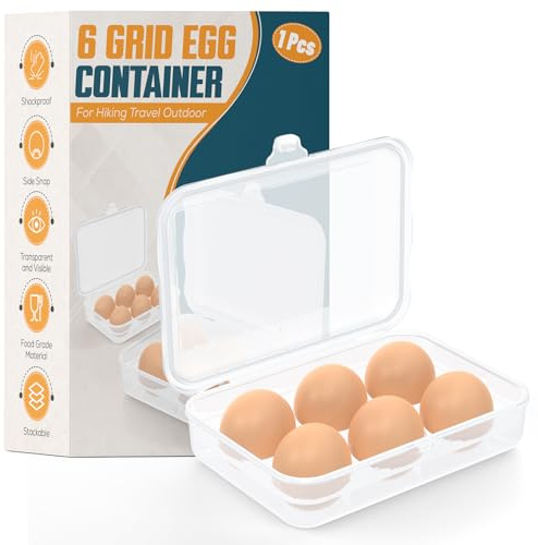 ZPU Boîte de rangement à œufs à 6 grilles en plastique, résistant aux chocs, étanche pour réfrigérateur, camping, pique-nique, randonnée, voyage, extérieur, chariot à œufs portable pour plateau, blanc