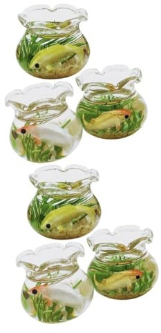 POPETPOP 6 STK Puppenhaus Aquarium Miniatur-fischgläser Zum Basteln Winzige Fischschüsseln Mini Fischglas Fürs Miniatur-Aquarium-puppenhaus Fischschalen Goldfischglas Möbel Plastik