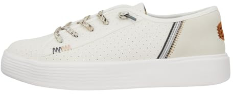 HEYDUDE Cody (LTT) Craft Linen Women's Shoes, Perf Leather White, Size 6