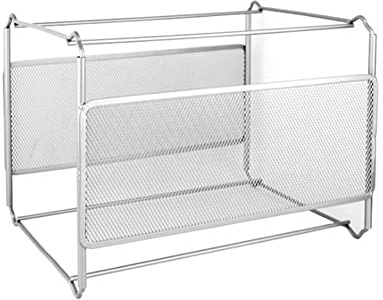 Fellflying Boite Dossier Suspendu, Boîte D'Fichier en Métal Maillé Boîte Rangement Support, Pliable Fichier Suspendu pour Bureau et Maison, Format A4 - Contenir 40 Dossiers Suspendus