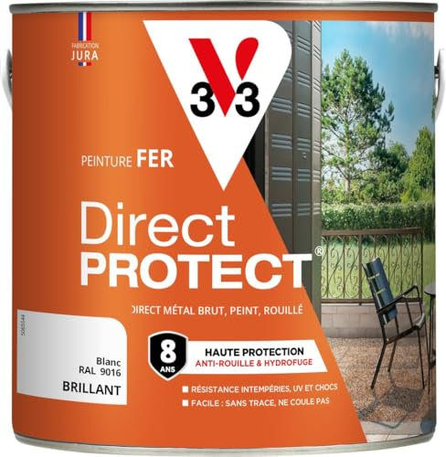 V33 Peinture fer Direct Protect - Blanc RAL 9016 Brillant - 2L