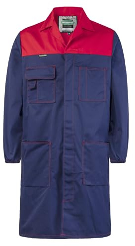 SUSHIMIAN Blouse de Travail pour Homme Blouse de Laboratoire Manches Longues Blouse Bleu Chimie Scientifique Veste de Travail avec Boutons, Rouge+Bleu, XXL