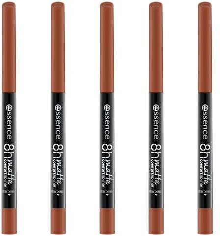 essence 8h MATTE comfort lipliner, Nr. 17, Braun, langanhaltend, sofortiges Ergebnis, matt, vegan, ohne Konservierungsstoffe, ohne Parabene, ohne Mikroplastikpartikel, 5er Pack (5x0.3g)