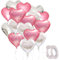16PCS Ballons en aluminium en forme de cœur rose et argent - 45,7 cm - Pour la Saint-Valentin, un anniversaire, un mariage, une fête prénatale