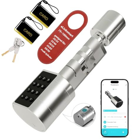 Serratura elettronica per porta, 70 mm, 35/35 fino a 100 mm, 50/50, dimensioni commutabili con chiave, impronte digitali, app Tuya, autorizzazione remota, adatta per porte della maggior parte