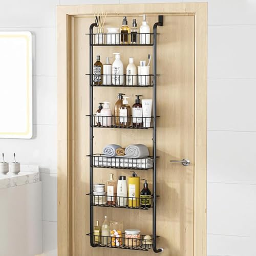Glorlliant Gewürzregal mit 6 Ebenen, zum Aufhängen an der Tür, Küche, zum Aufhängen, Metall, Gewürzregal, Dosenorganizer, über Holztür, Speisekammer, Aufbewahrung, Küche, Wandmontage, Speisekammer