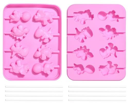 KitBeads Lot de 2 moules à sucettes en silicone en forme d'animal 3D en forme de dinosaure pour travaux manuels, savons et décorations